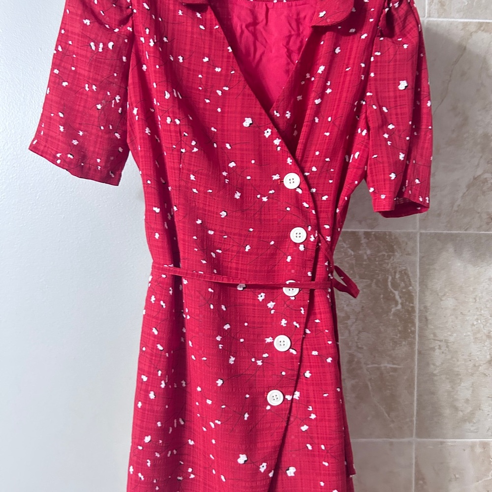 Quain Paris Red Floral Button-Up Mini Dress